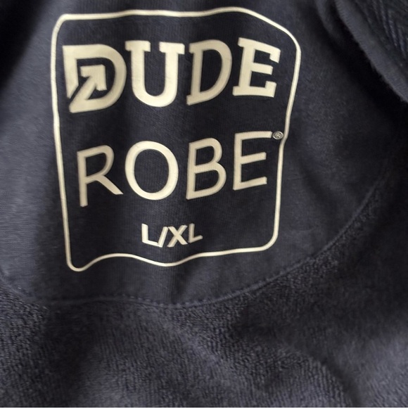 The Duderobe Men’s Luxury Hooded Bathrobe Size Large XL New Blue - Picture 8 of 9